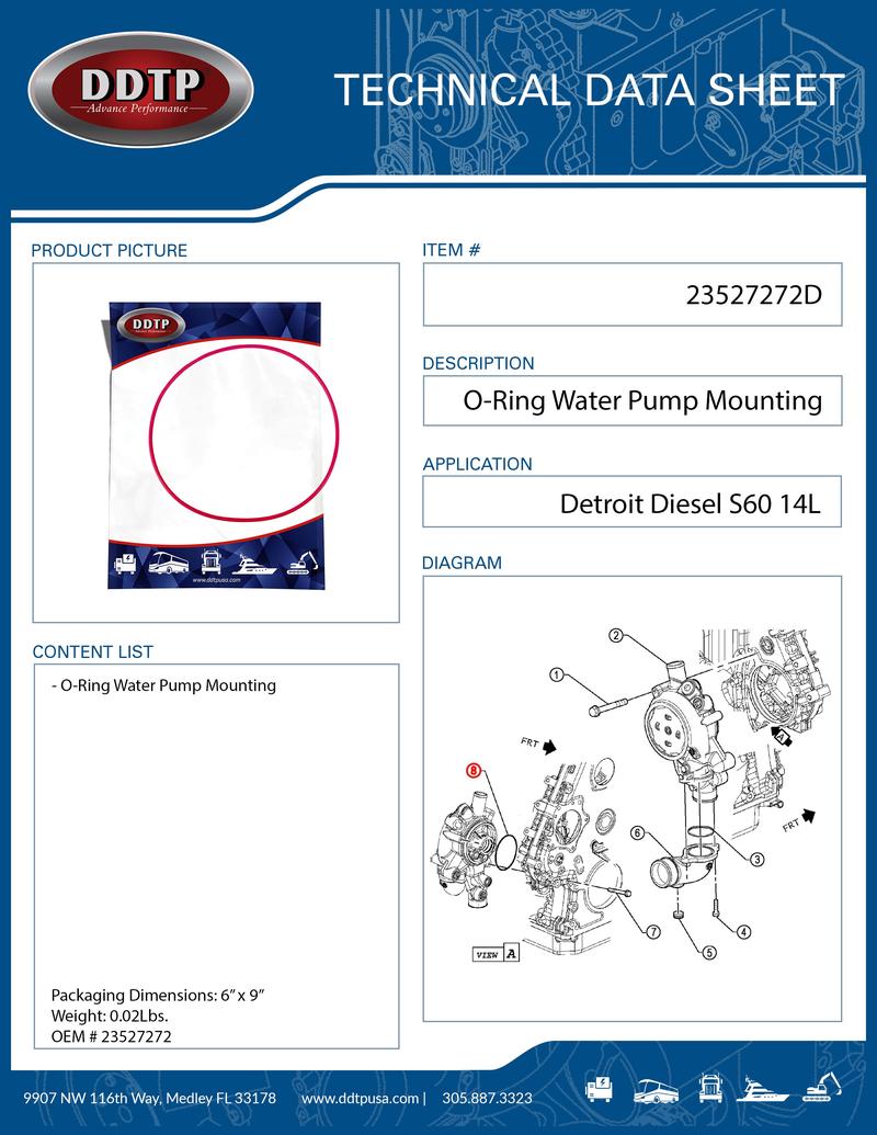 O-Ring Water Pump Mounting S60 14L