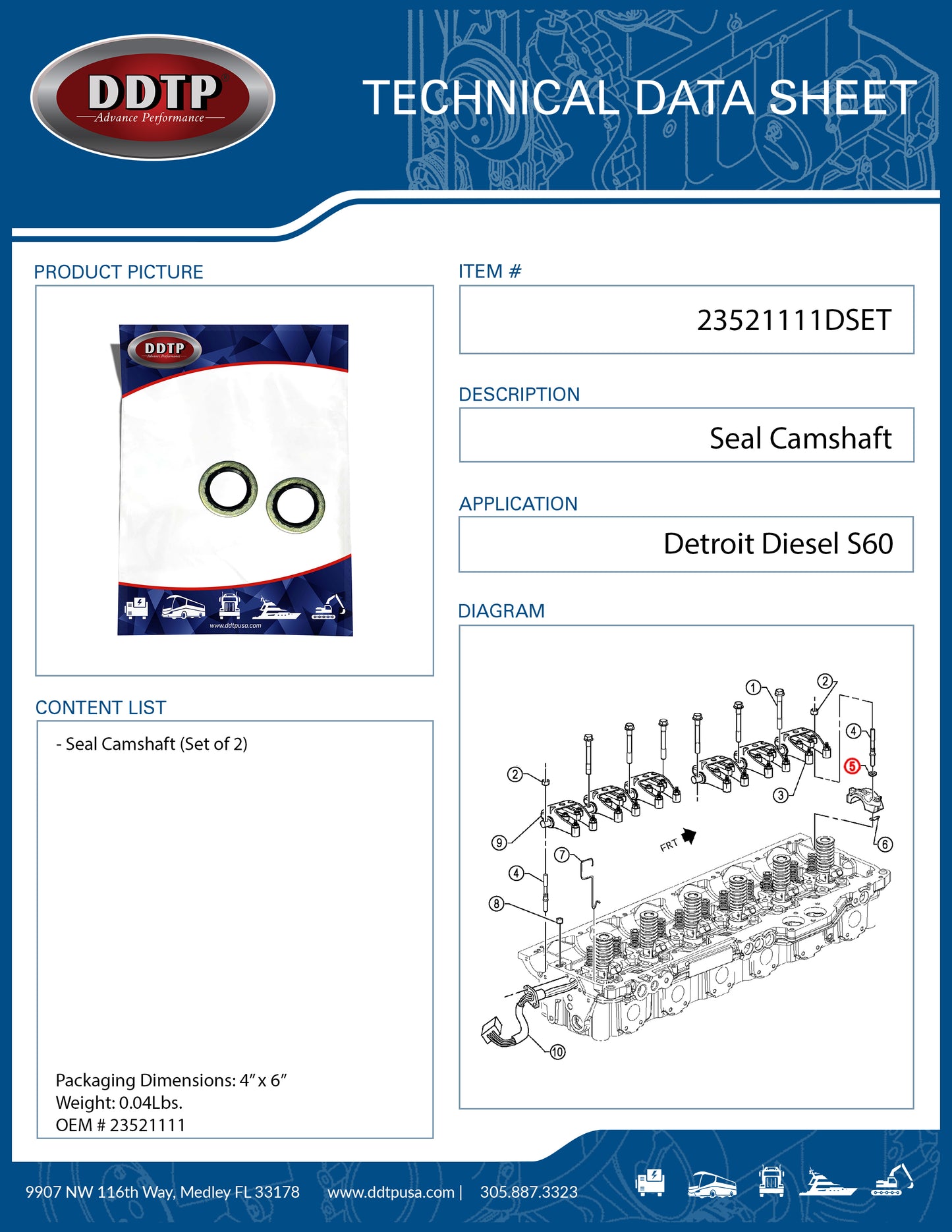 Seal Camshaft S60 (Set of 2) (23521111)