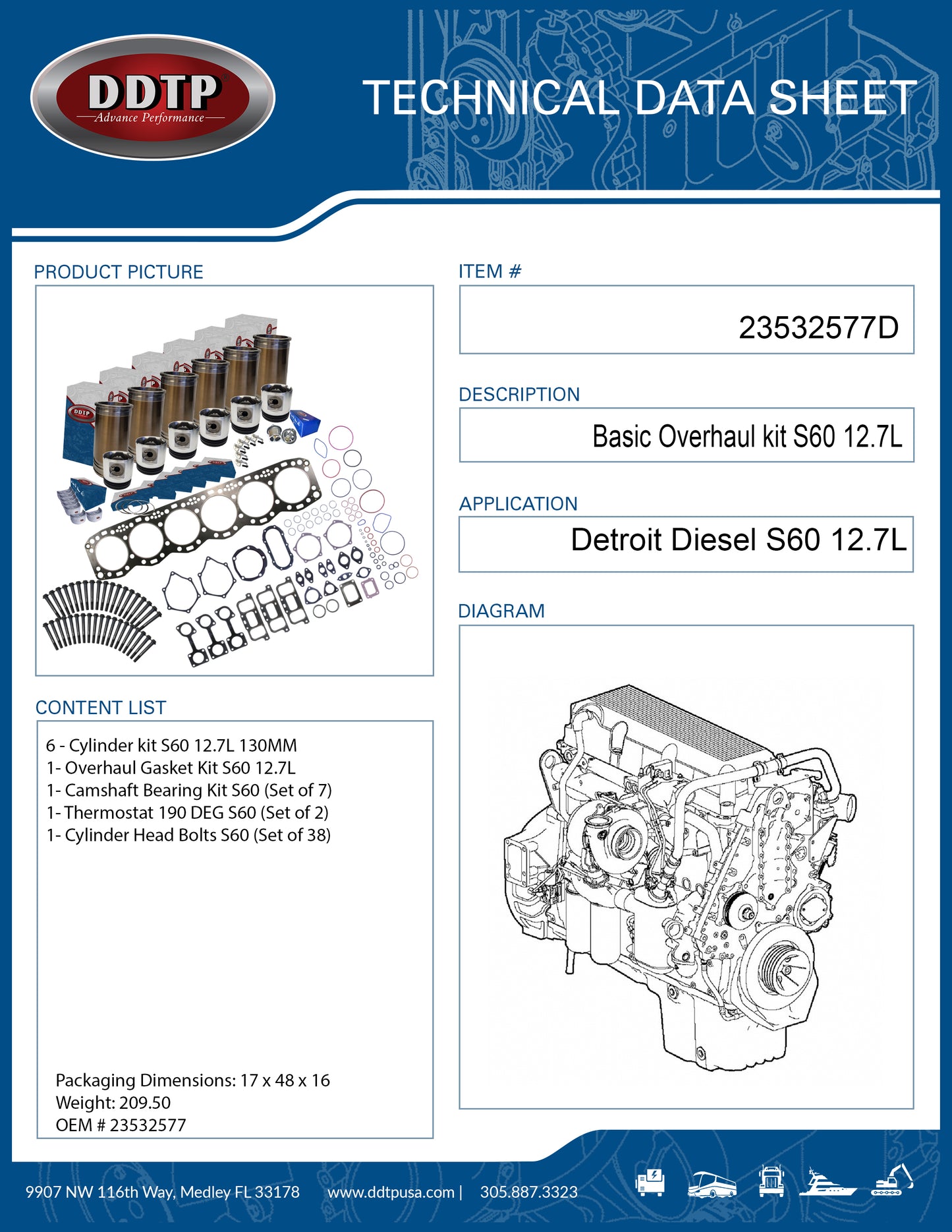 DDTP Basic Overhaul Kit S60 12.7L