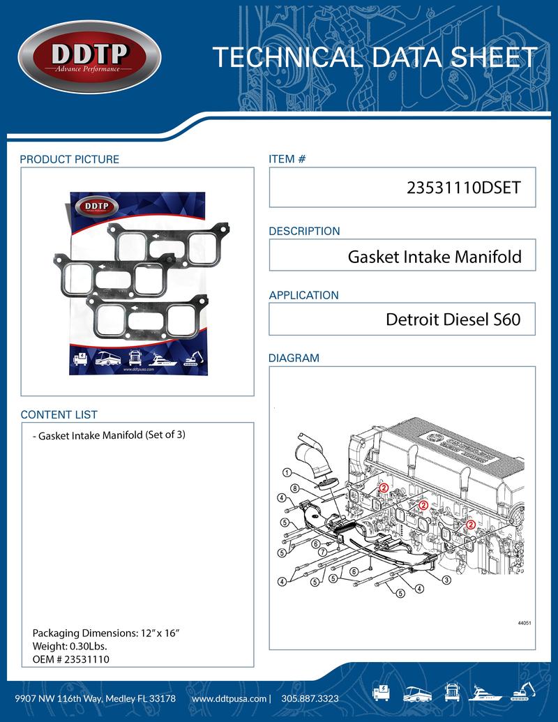 Gasket Intake Manifold S60 Set of 3 (23531110)