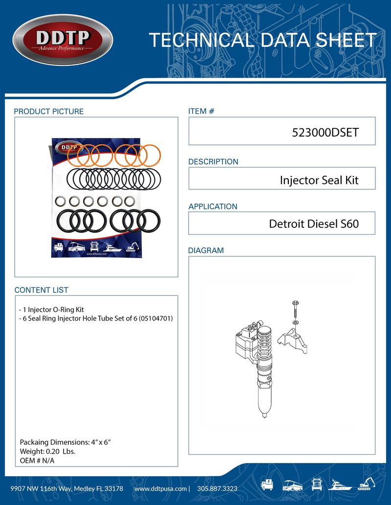 Injector Seal Kit for Detroit Diesel Engine Series 60 12.7L (Six Pack)