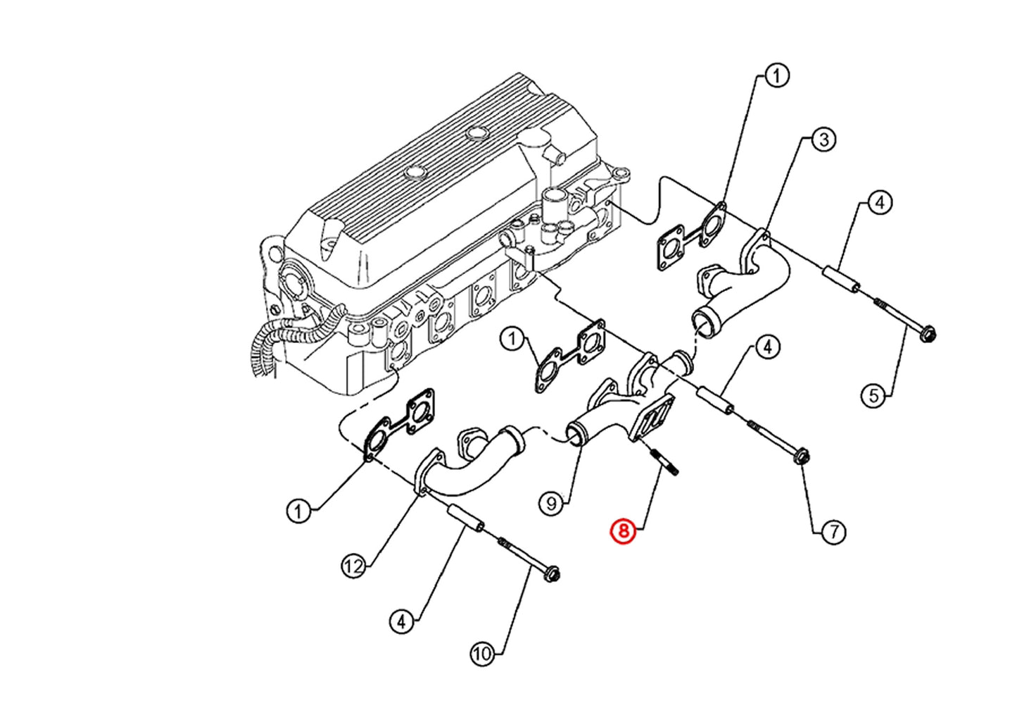 Turbo Mounting Kit S60 (4 Nuts, 4 Washers, and 4 Studs)