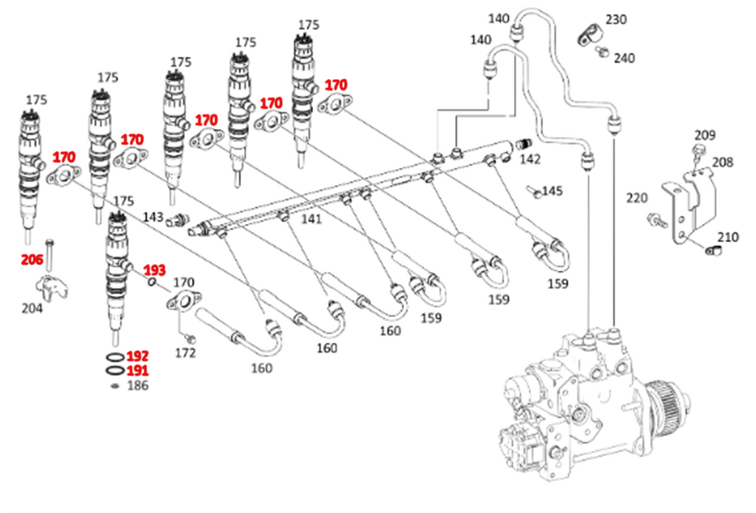 Injector Seal Kit with Bolt and Cup Sealing Ring Detroit Diesel DD15 Six Pack (A4600700987)