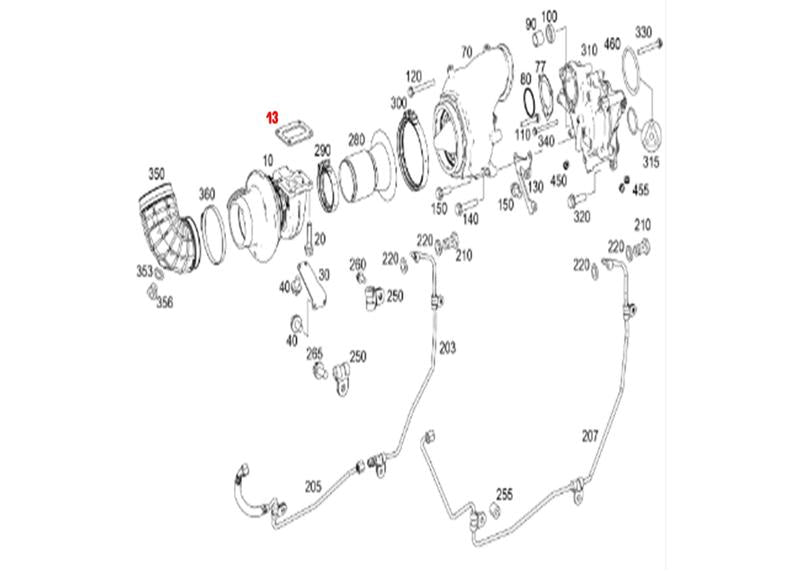 Turbo Mounting Gasket-Seal Kit DD15 (A4730960280)