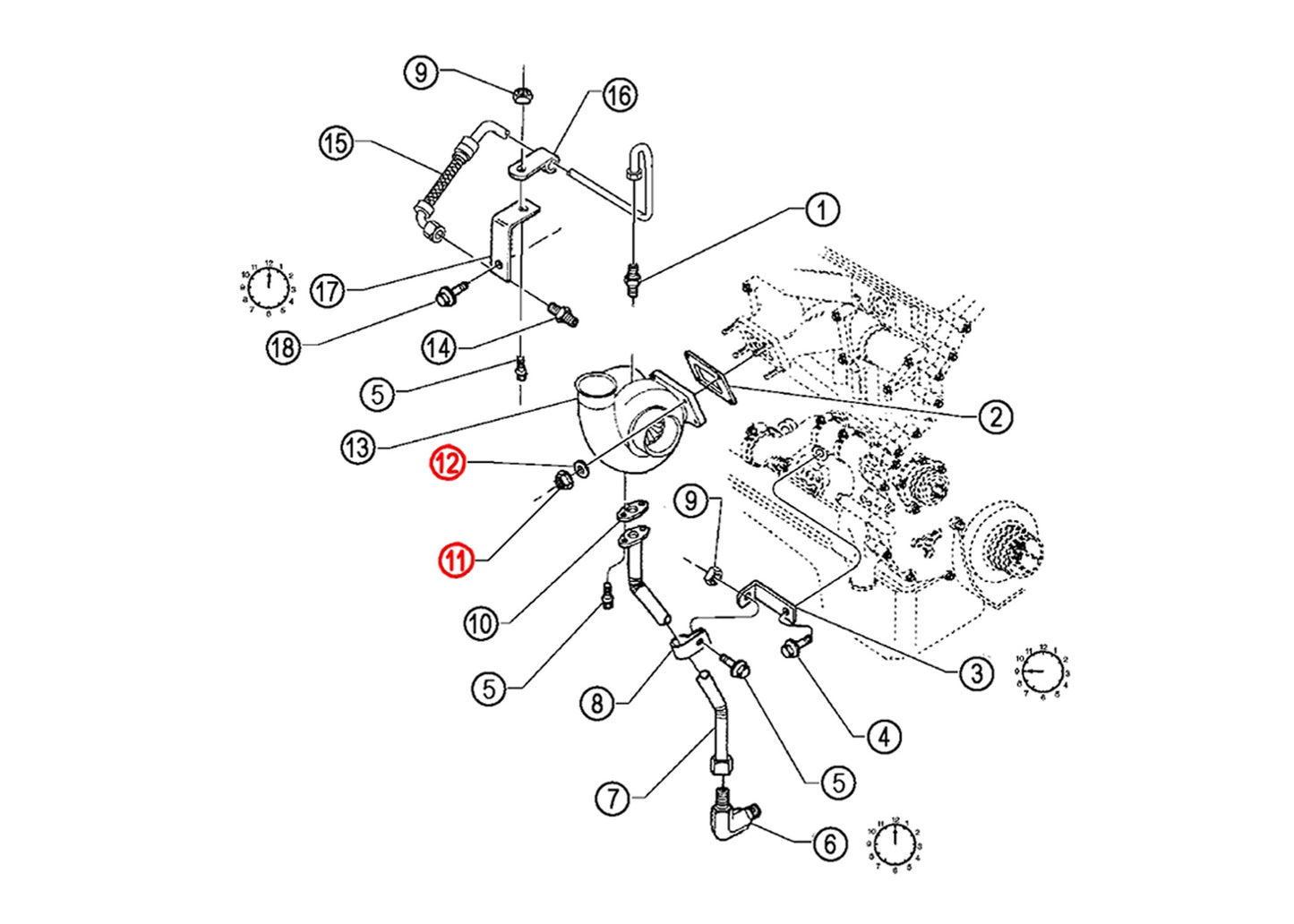 Turbo Mounting Kit S60 (4 Nuts, 4 Washers, and 4 Studs)