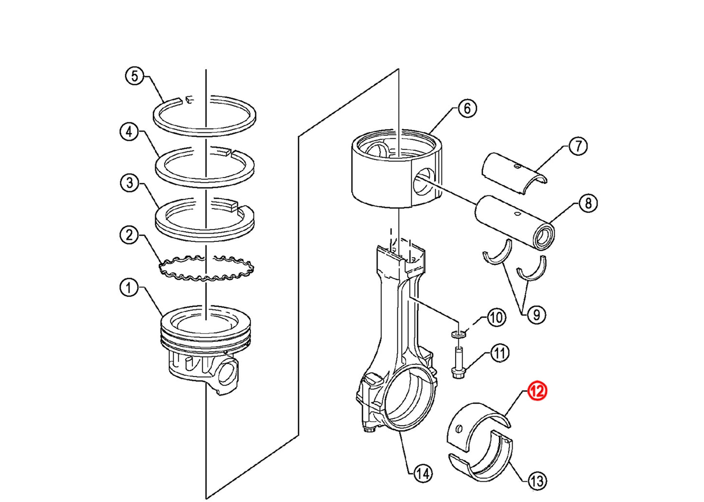 Connecting Rod Bearing Kit S60 12.7L Set of 6 ( 23515581 )