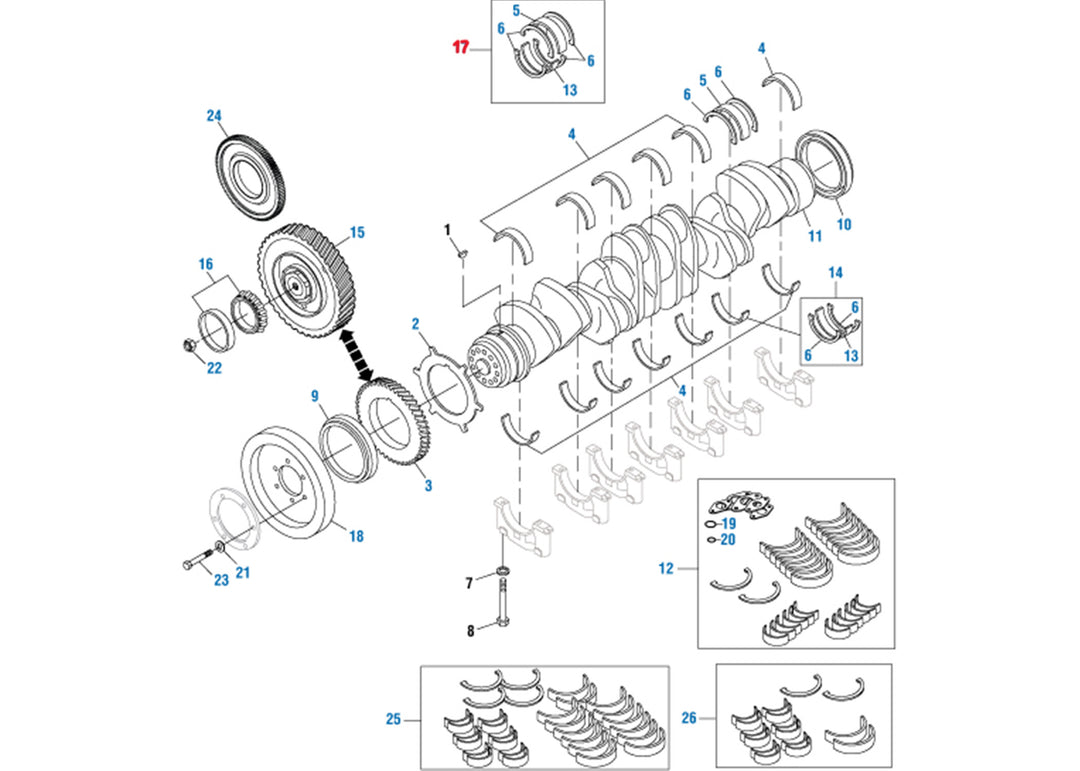 Engine Crankshaft Main Bearing & Thrust Washer Kit Detroit Diesel S60 14L (23535010)