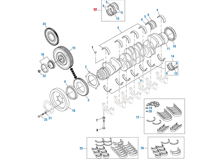 Engine Crankshaft Main Bearing & Thrust Washer Kit Detroit Diesel S60 14L (23535010)