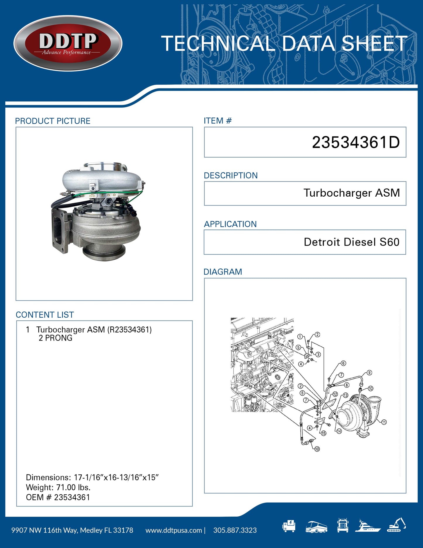 Turbocharger ASM S60 (R23534361) 2 PRONG
