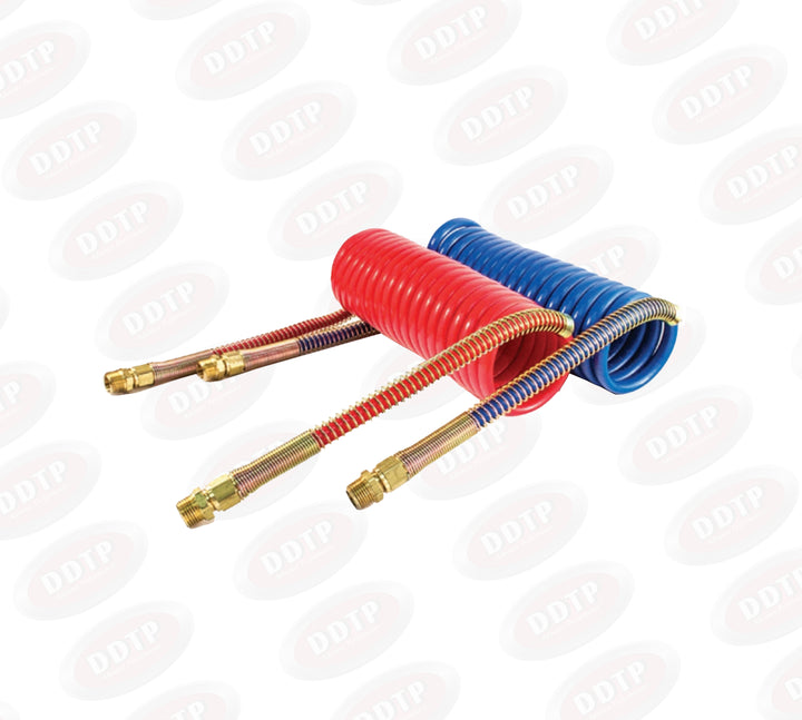 Coiled Air Brake Hose Kit 12 FT (Red & Blue)