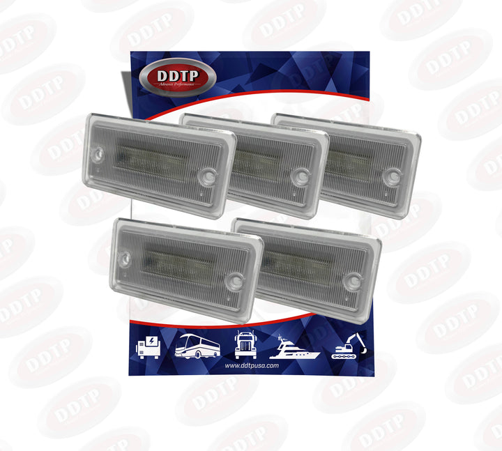 Clear LED Cab Marker Light, Rectangular Flush Mount (Female Plug Connector)(Freightliner) (Set of 5)