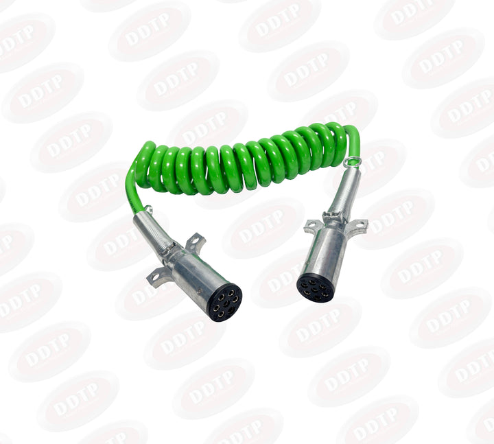 ABS Coiled Cable 15FT W/ 7-Way Zinc Plug 12" Leads