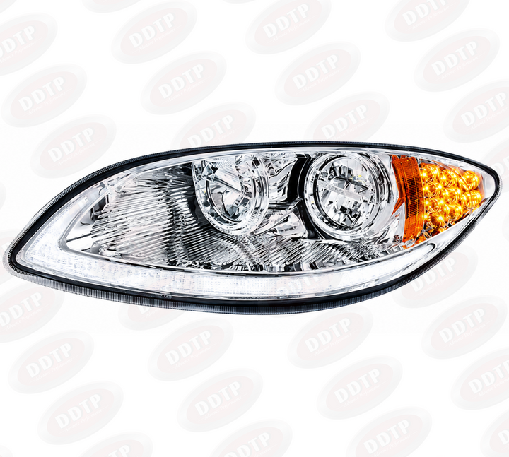 LH Chrome LED Headlight With LED Light Bar & Turn Signal For 2006-2017 International ProStar 3596016C94