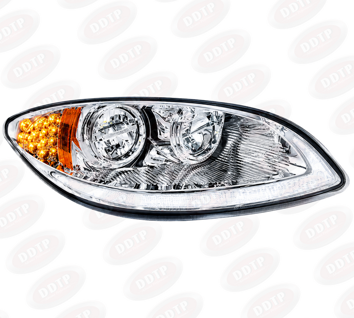 RH Chrome LED Headlight With LED Light Bar & Turn Signal For 2006-2017 International ProStar 3596016C94