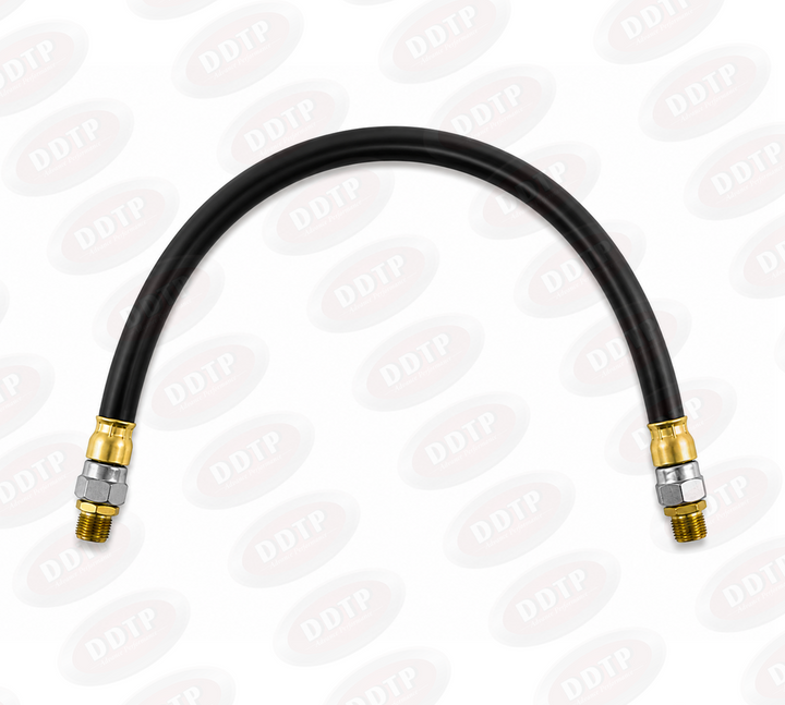 1/2" ID x 42" Air Brake Hose Assembly, 3/8" Male Fixed x 3/8" Male Rigid Swivel, Black