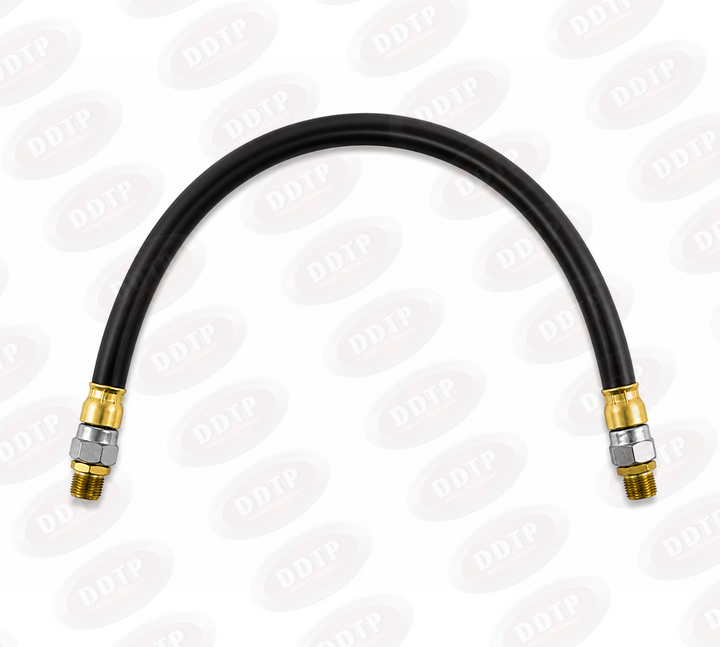 3/8" ID x 30" Air Brake Hose Assembly, 1/4" Male Fixed x 1/4" Male Rigid Swivel, Black