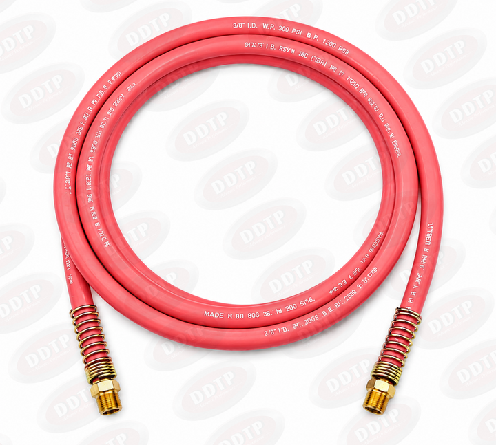 Manguera roja de 3/8” x 12' con accesorios de 1/2”