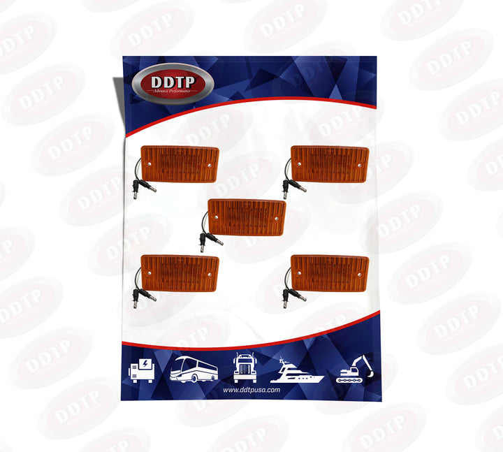Amber LED Rectangular Flush Mount Cab Marker Light(Hardwire)(Freightliner)(Set of 5)