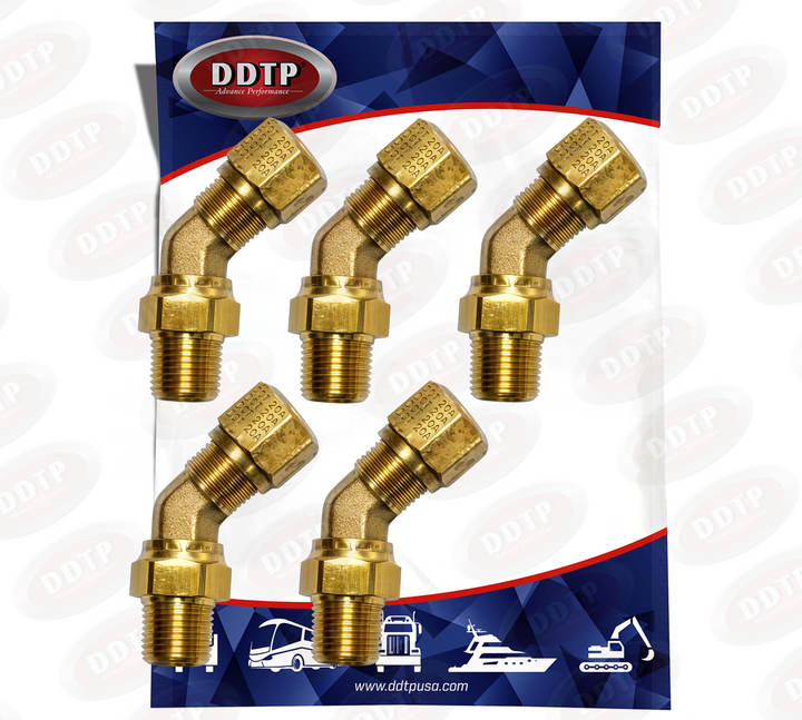 Brass 45° Swivel Fitting Adapter 3/8" x 3/8"(Tube O.D. 3/8") (Set of 5)