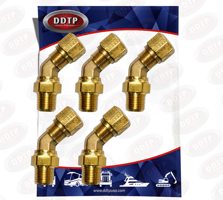 Brass 45° Swivel Fitting Adapter 1/2" x 3/8"(Tube O.D. 1/2") (Set of 5)