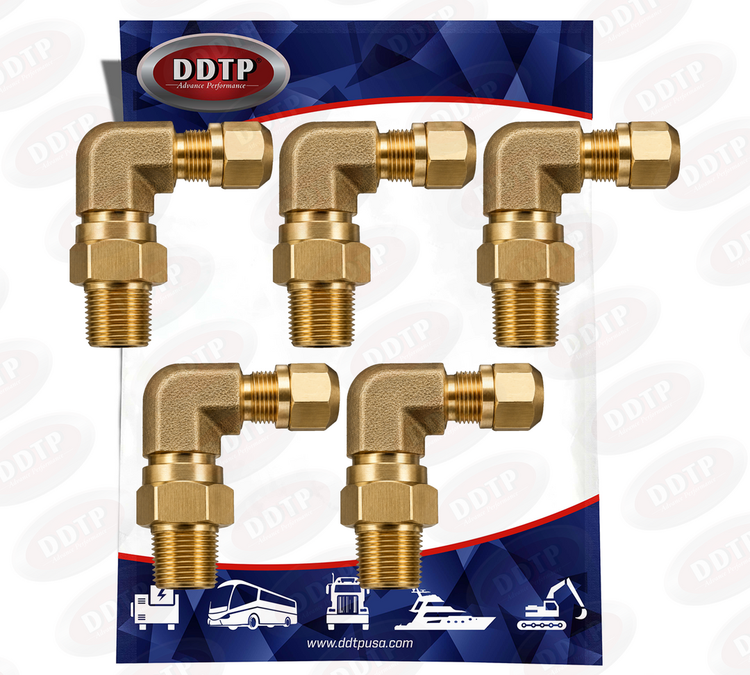 Brass 90° Swivel Fitting Gladhand Adapter Tube O.D. 3/8" (Set of 5)