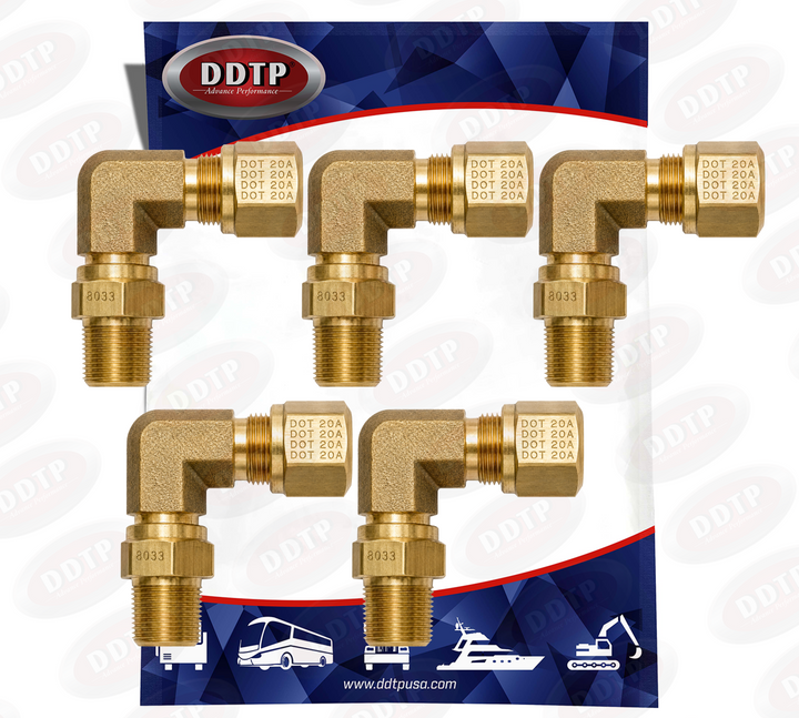 90° Swivel Fitting Adapter Male 1/2" OD x 3/8" NPT (Set of 5)