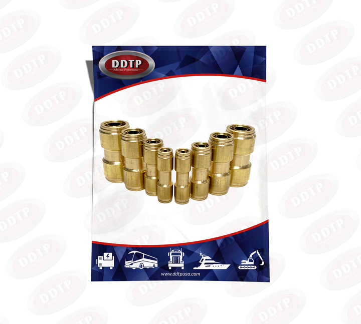 DOT Union Connector Brass Push-Lock Air Brake Fitting Kit