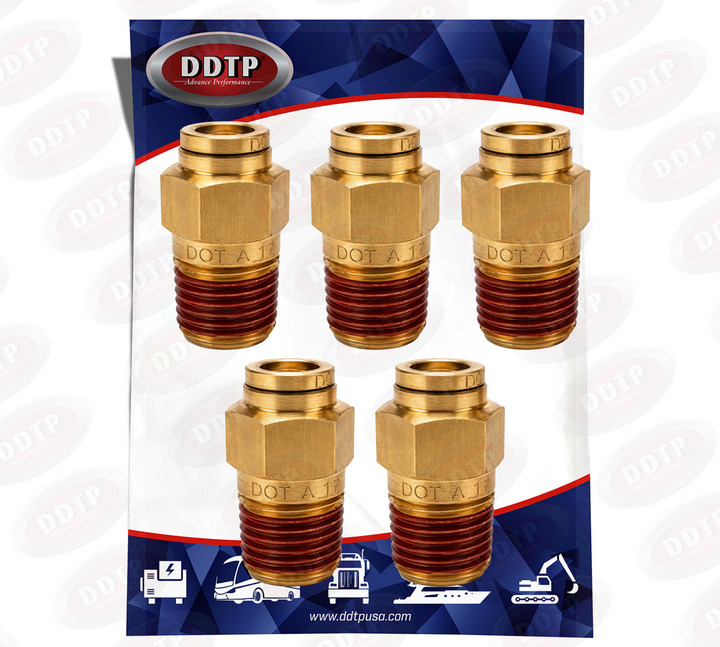 Conector macho de 1/4" de diámetro exterior x 1/4" NPT (juego de 5)