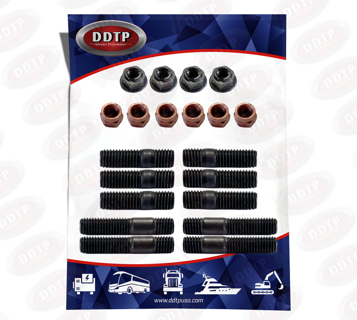 Turbocharger Mounting Kit Detroit Diesel DD15 (4 + 6 Nuts & 4 + 6 Studs)