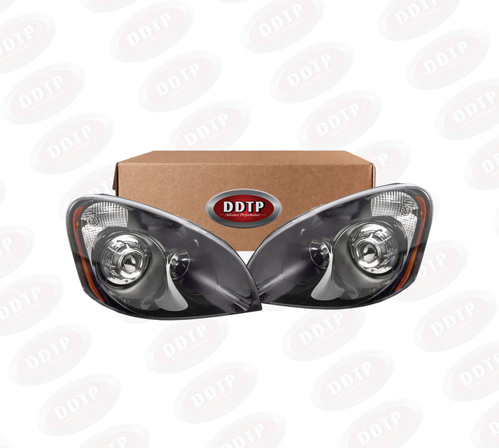Head Lamp Set W/ Optical Lens Black (1 RH + 1 LH)(Cascadia 08-17)(A06-51907-006, A06-51907-007)