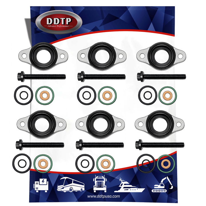 Set of 6 Injector Seal Kit with Bolt and Cup Sealing Ring Detroit Diesel DD15