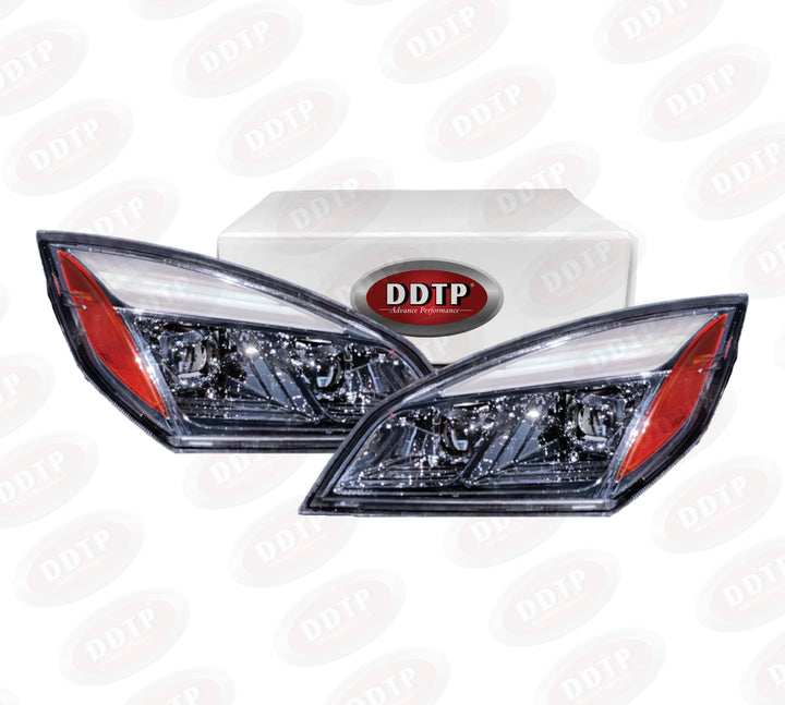 Set of 2 Chrome Head Assembly Lamp LED with Optical Lens Freightliner Cascadia 2018-up (A66-01405-004 & A66-01405-005)