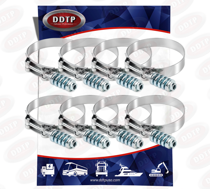 Clamp Spring Loaded T-Bolt 300SS 3/4 Band 4.063 to 4.375" (105-113MM)(75 in-lbs)(Set of 8)