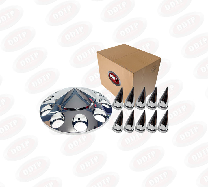 Wheel Chrome Cover Set (Cone Top)(1 Front + 10 Lug Nut Covers)