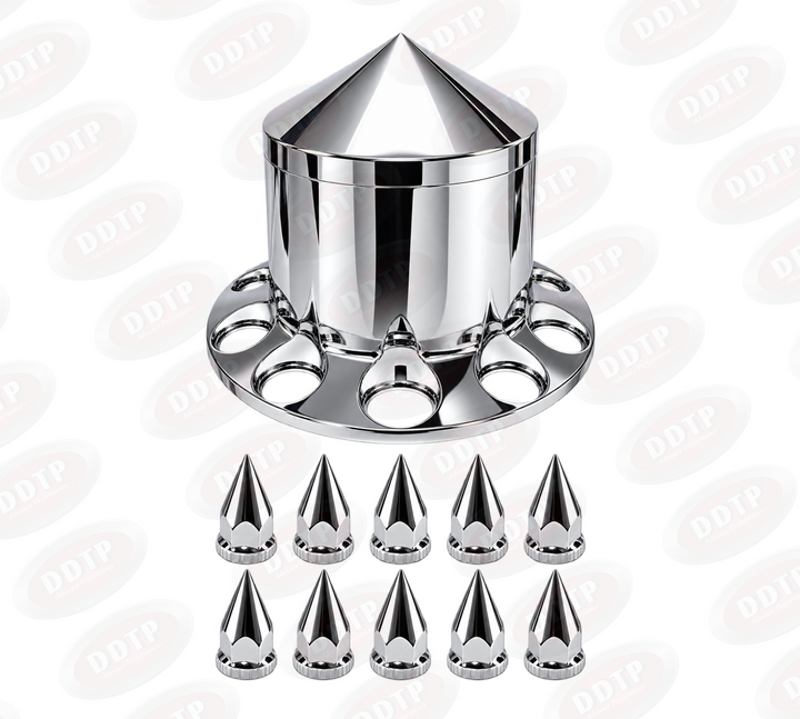 Rear Wheel Chrome Cover Set Cone Top with Lug Nut Covers