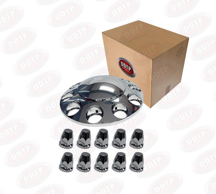 Wheel Chrome Cover Set (Flat Top)(1 Front + 10 Lug Nut Covers)
