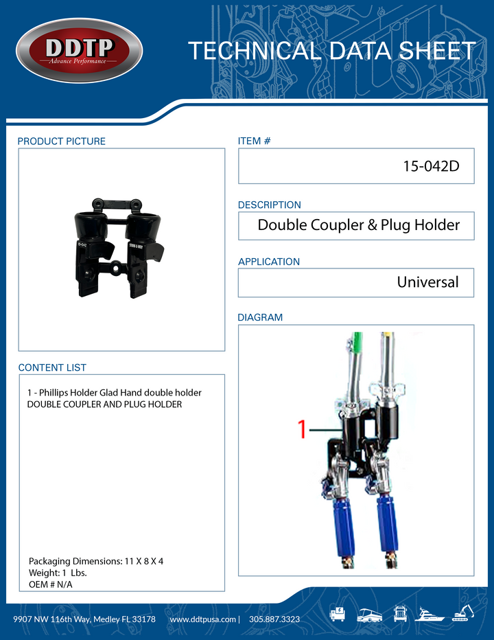 Phillips Holder Glad Hand double holder DOUBLE COUPLER AND PLUG HOLDER ( 15-042D )