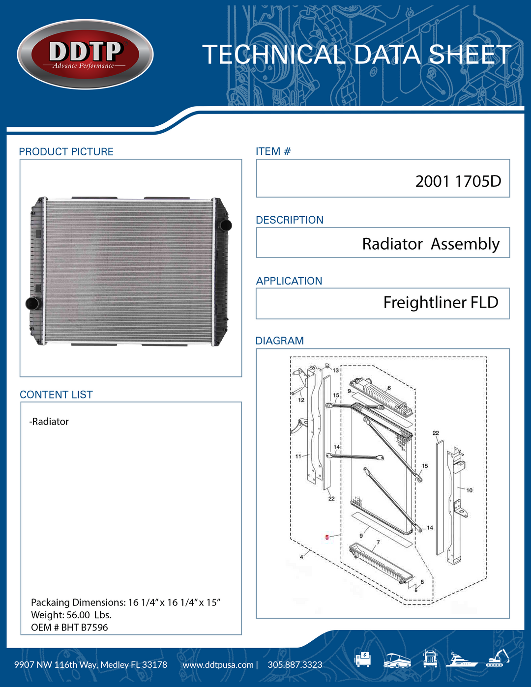 Radiator Freightliner FLD ( BHT B7596 )