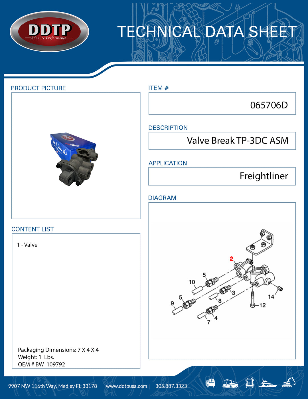 Valve Brake TP-3DC A12-21439-002, 21024860 ( BW 109792 )