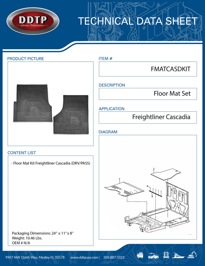 Floor Mat Kit Freightliner Cascadia (DRV/PASS)