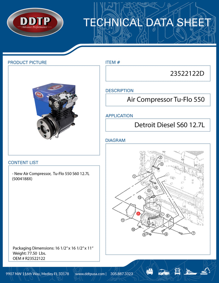 New Air Compressor Tu-Flo 550 S60 12.7L (5004188X)