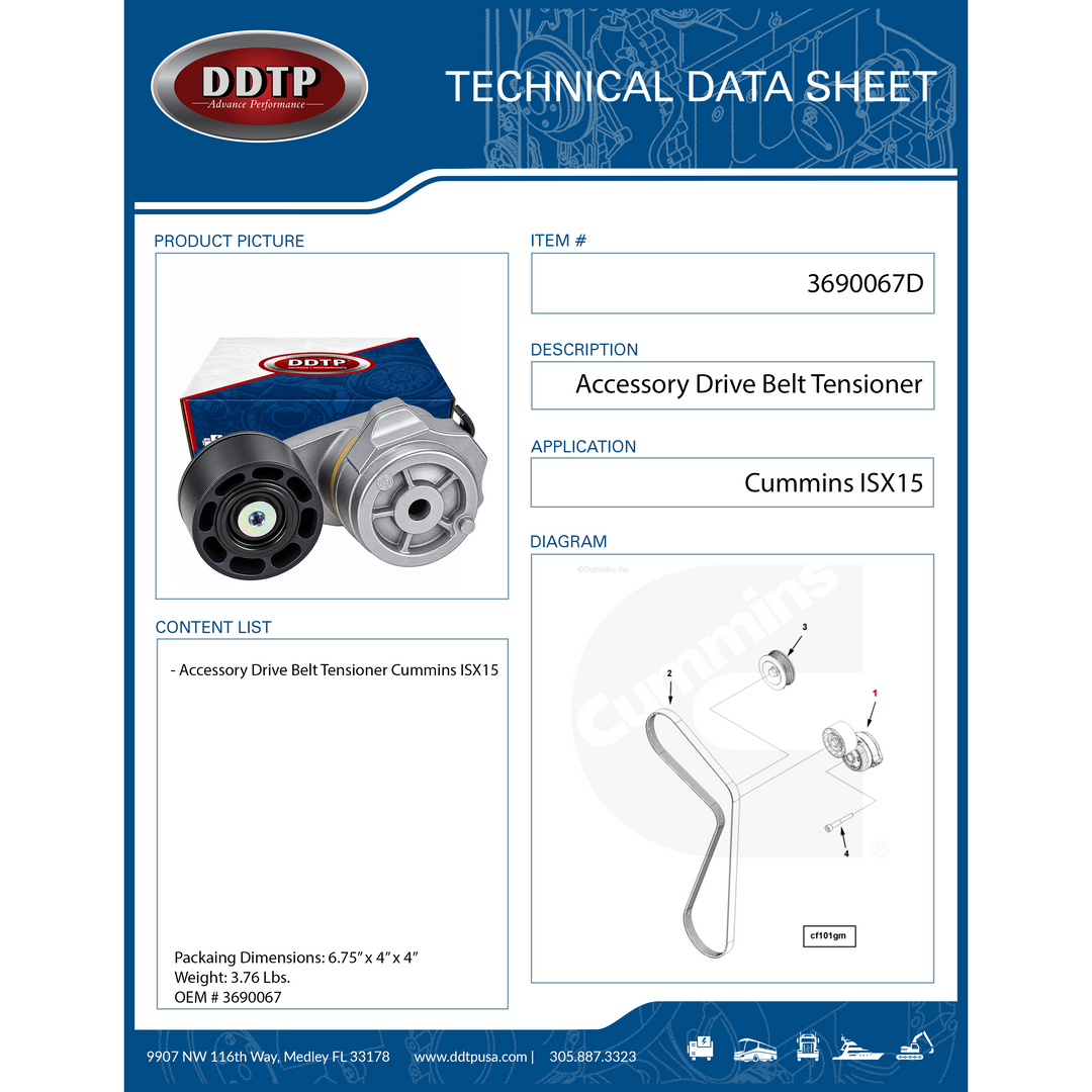 Belt Tensioner Accessory Drive Mounting Cummins ISX15
