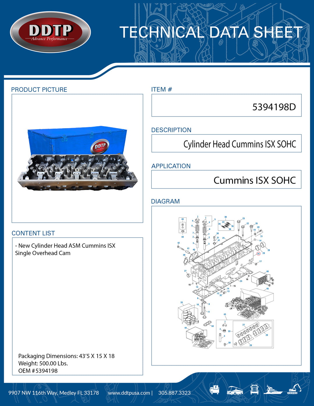 New Cylinder Head ASM Cummins ISX SOHC (5658301, 5658294)