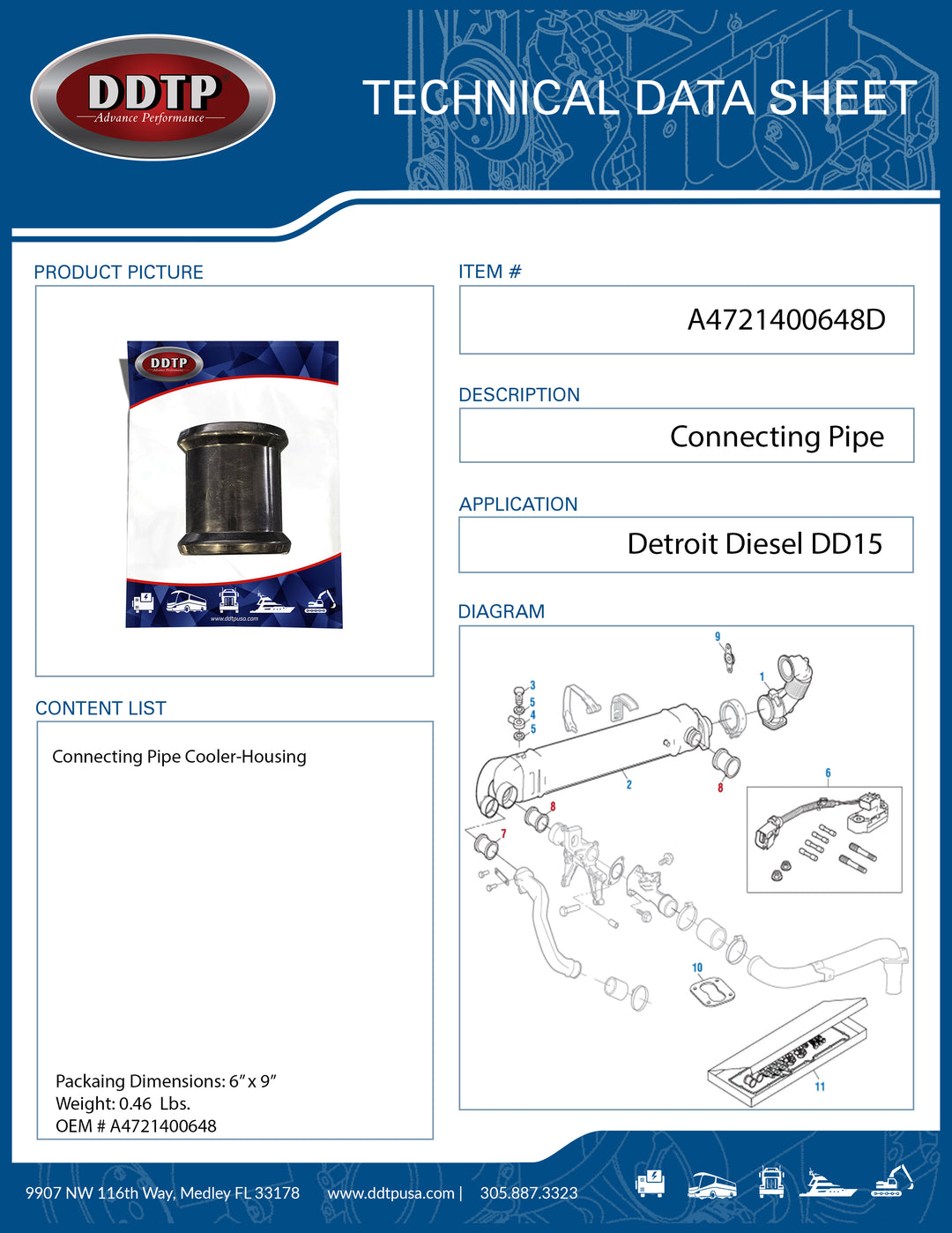 Connecting Pipe EGR Cooler-Housing DD15