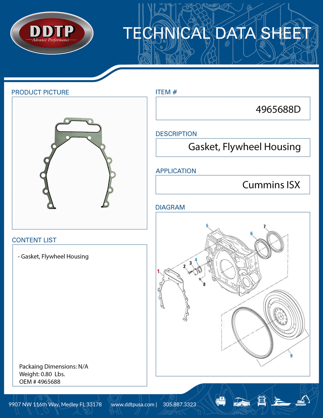 Gasket, Flywheel Housing Cummins ISX (4965688)