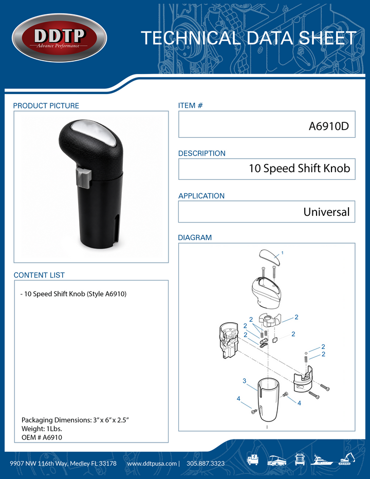 Manual Transmission Shift Knob 10 Speed Pattern