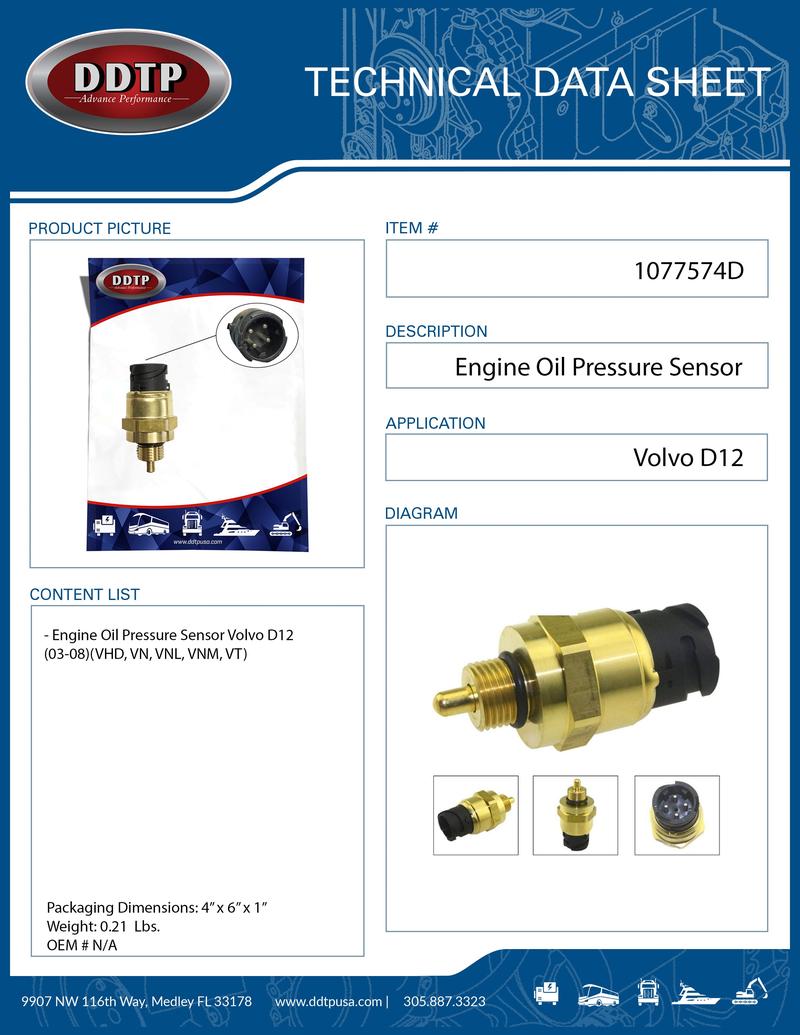 Engine Oil Pressure Sensor Volvo D12 (03-08)(VHD, VN, VNL, VNM, VT)