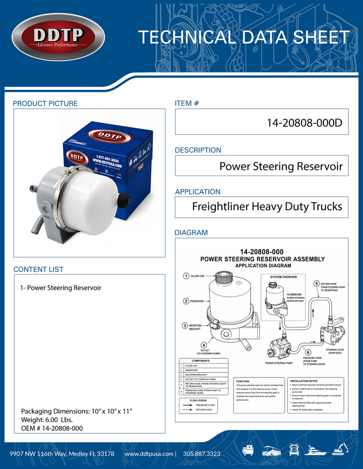 Power Steering Reservoir Assembly for Freightliner Heavy Duty Trucks