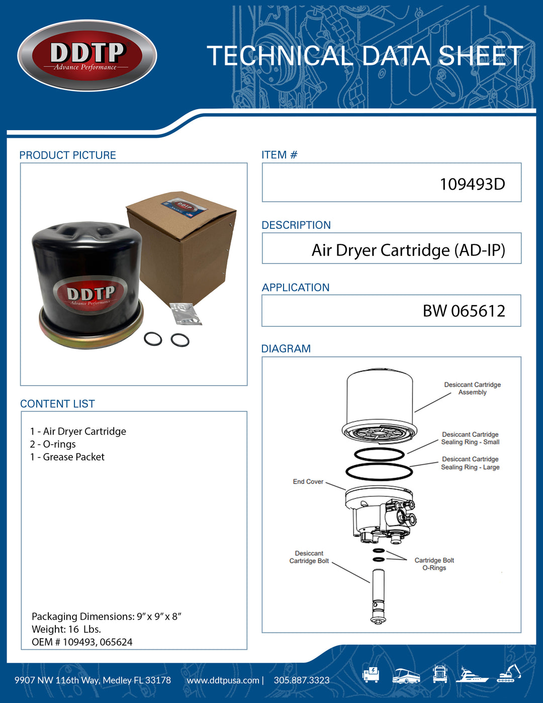 Air Dryer Cartridge (AD-IP)(For BW 065612)(065624)