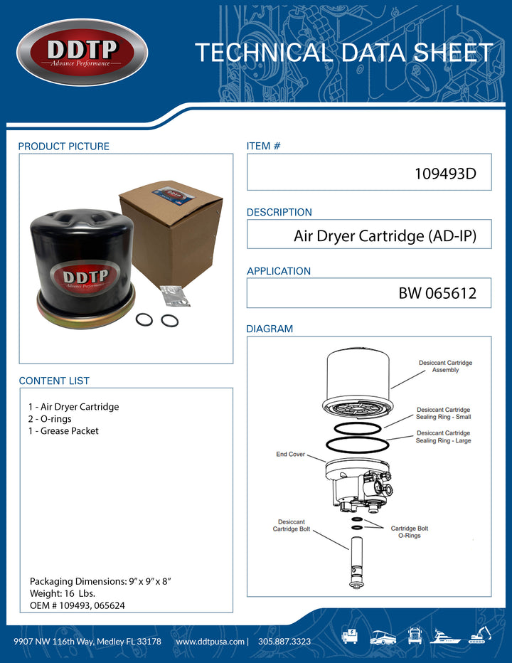 Air Dryer Cartridge (AD-IP)(For BW 065612)(065624)